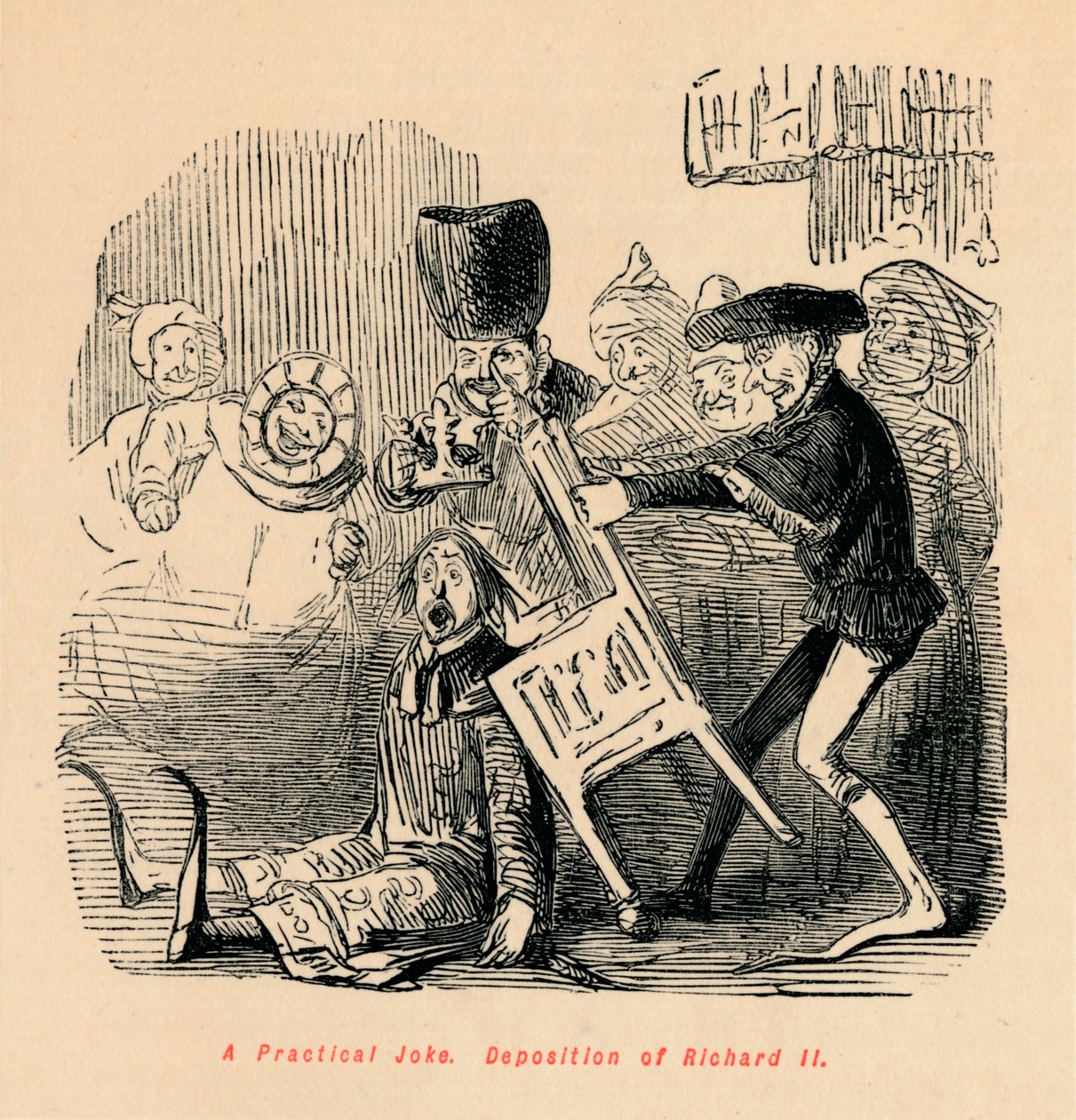 Ein praktischer Scherz. Absetzung von Richard II., um 1860 von John Leech
