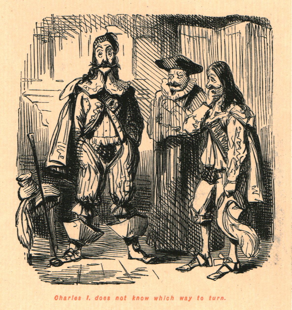 Karl I. weiß nicht, wohin er sich wenden soll, 1897 von John Leech