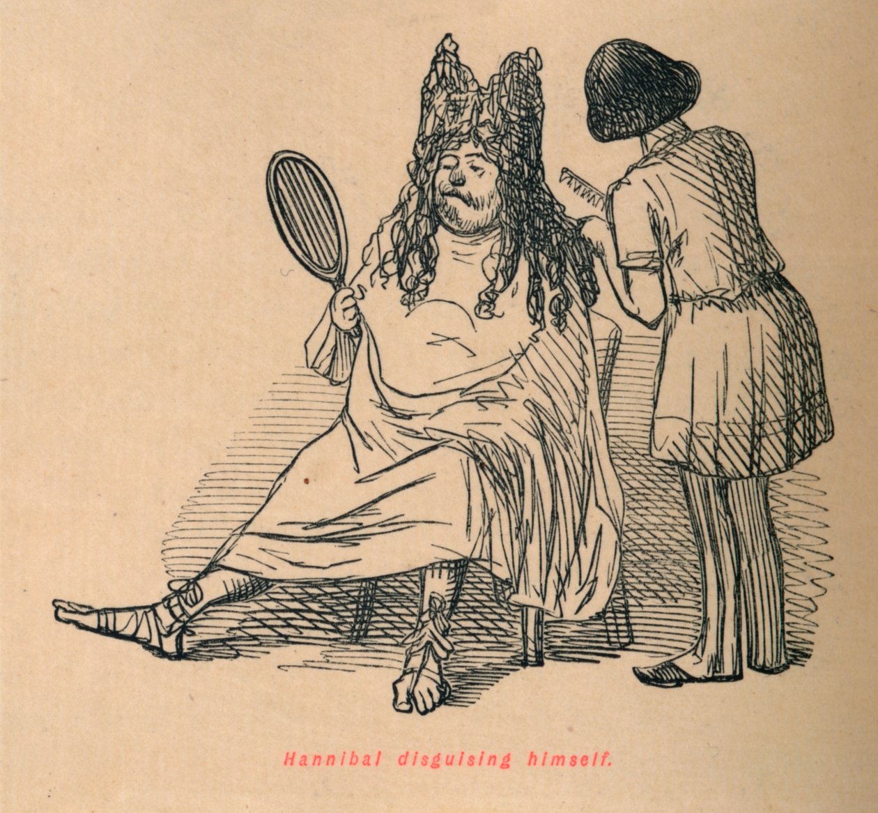 Hannibal verkleidet sich, 1852 von John Leech