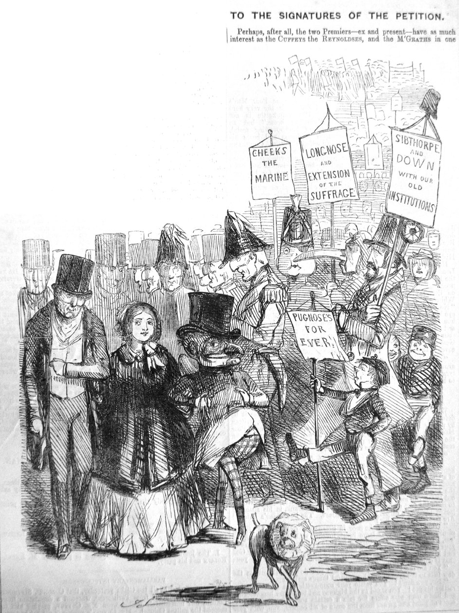 Wie die Chartistenprozession ausgesehen haben könnte, 1848 von John Leech