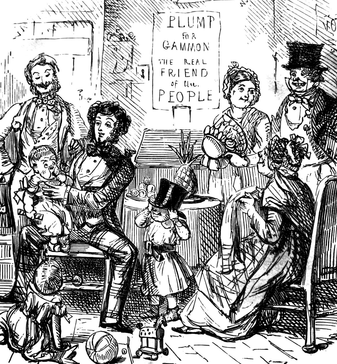 Mitglieder einer erstklassigen Familie verbringen Zeit zusammen in einem Geschäft von John Leech