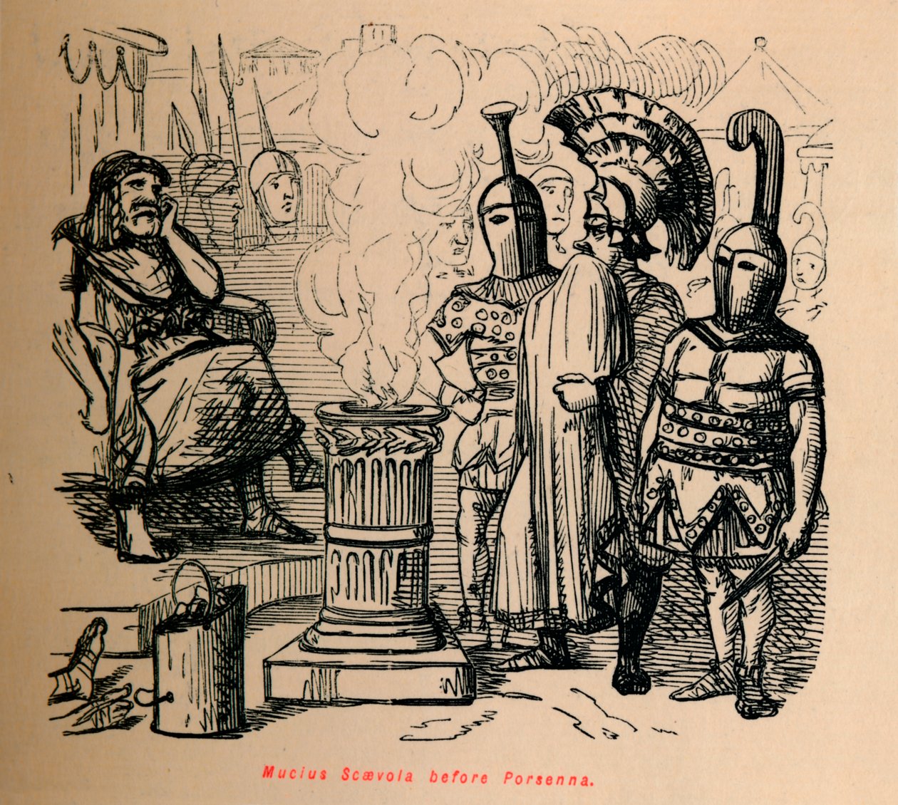 Mucius Scaevola vor Porsenna, 1852 von John Leech