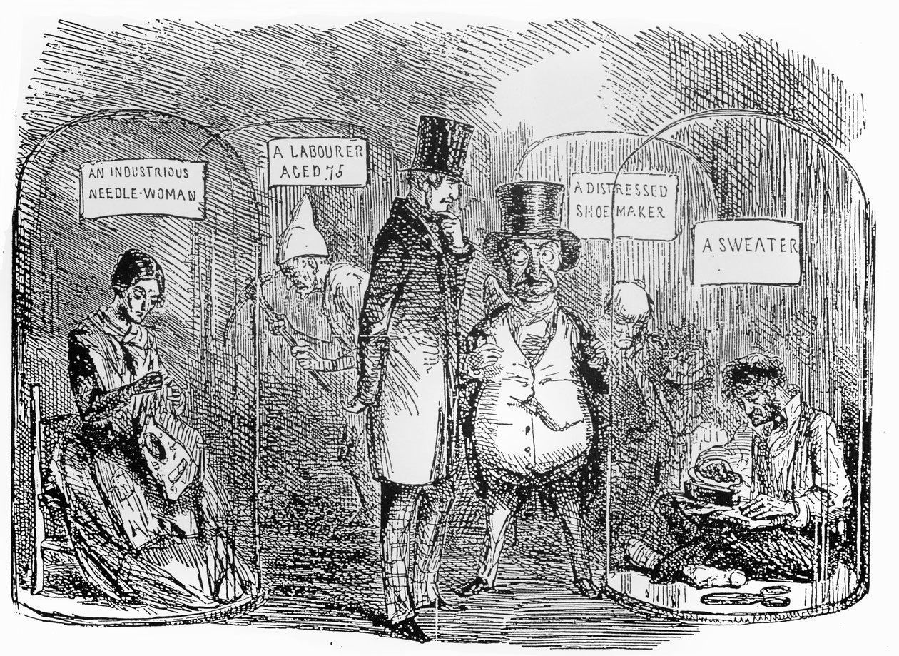 Exponate von Mr Punchs Industrieausstellung von 1850 von John Leech