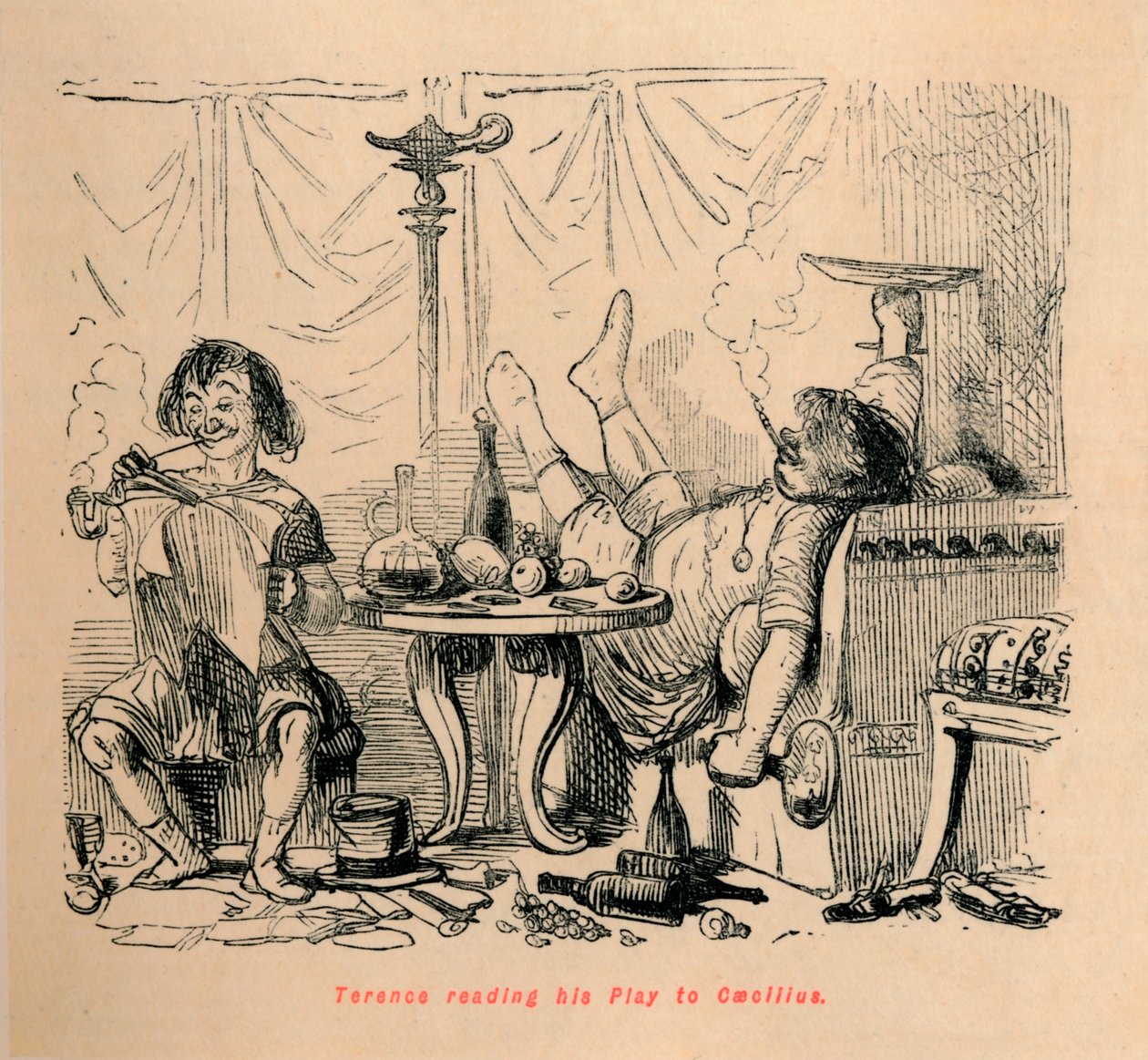 Terentius liest sein Stück Caecilius vor, 1852 von John Leech