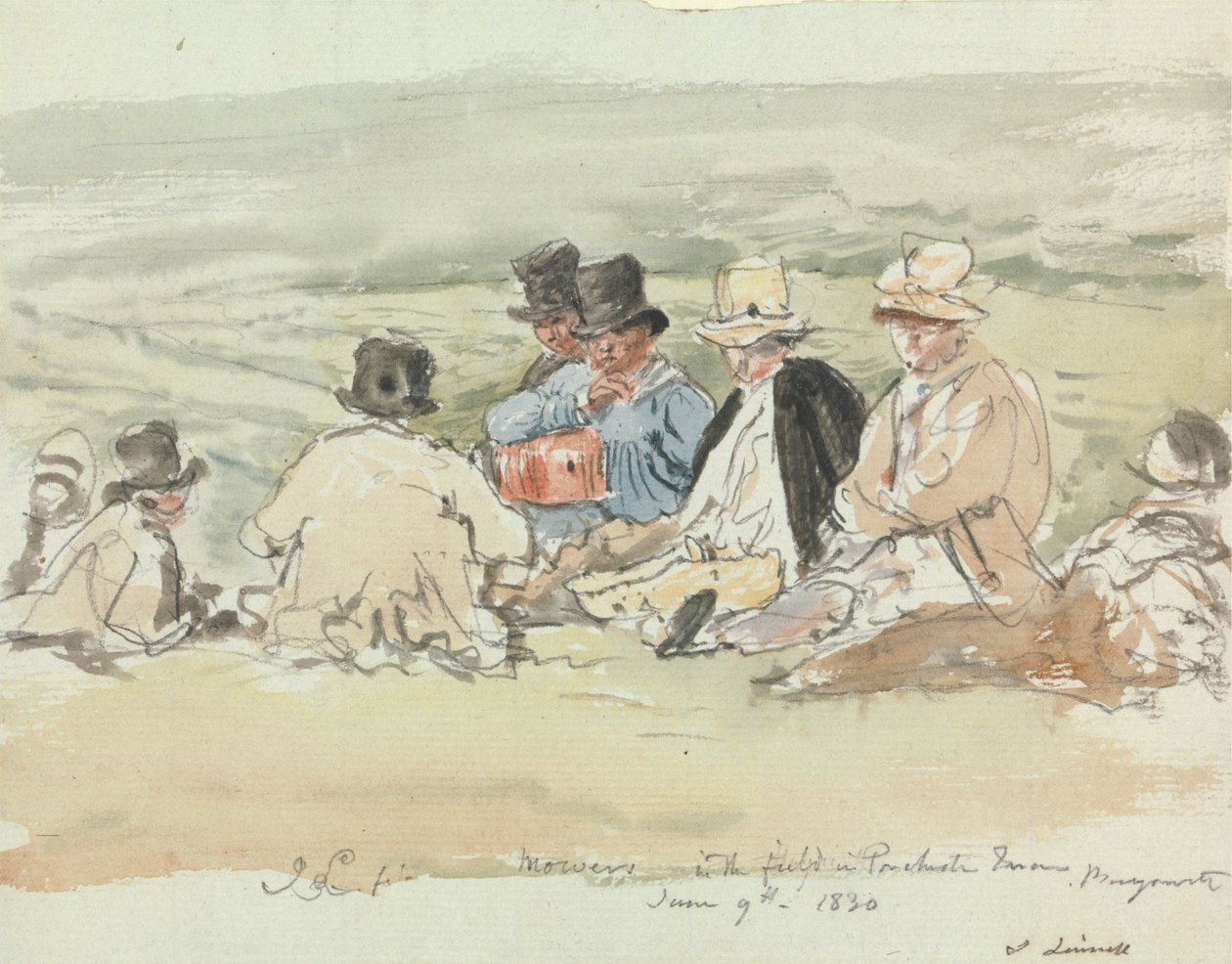 Mäher auf dem Feld in Porchester Terrace, Bayswater, 9. Juni 1830 von John Linnell