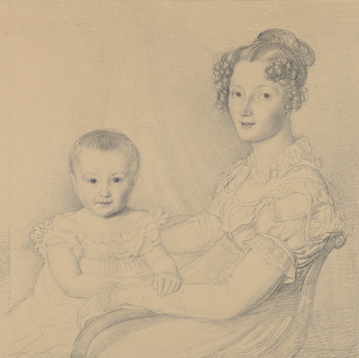 Porträt einer Mutter und eines Kindes, 1823 von John Linnell
