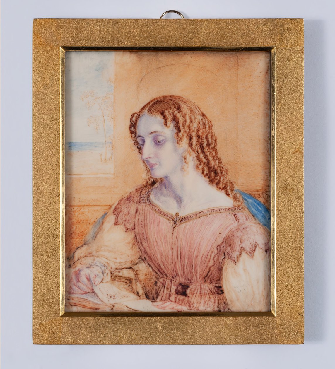 Junge Frau mit goldenem Heiligenschein von John Linnell