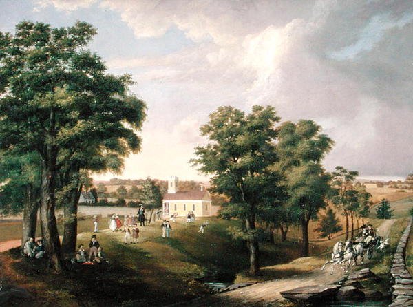 Ansicht des Schulhauses in Greens Farms von John Ludlow Morton