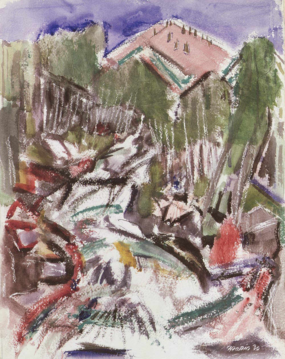Blauer Himmel, Bergespens und der tosende Hondo von John Marin