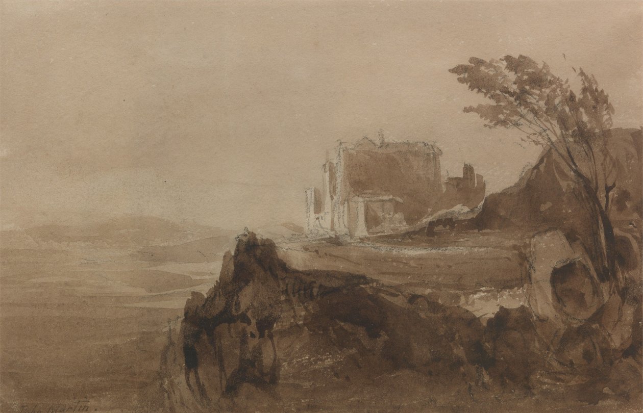 Gebäude auf einem Hügel von John Martin