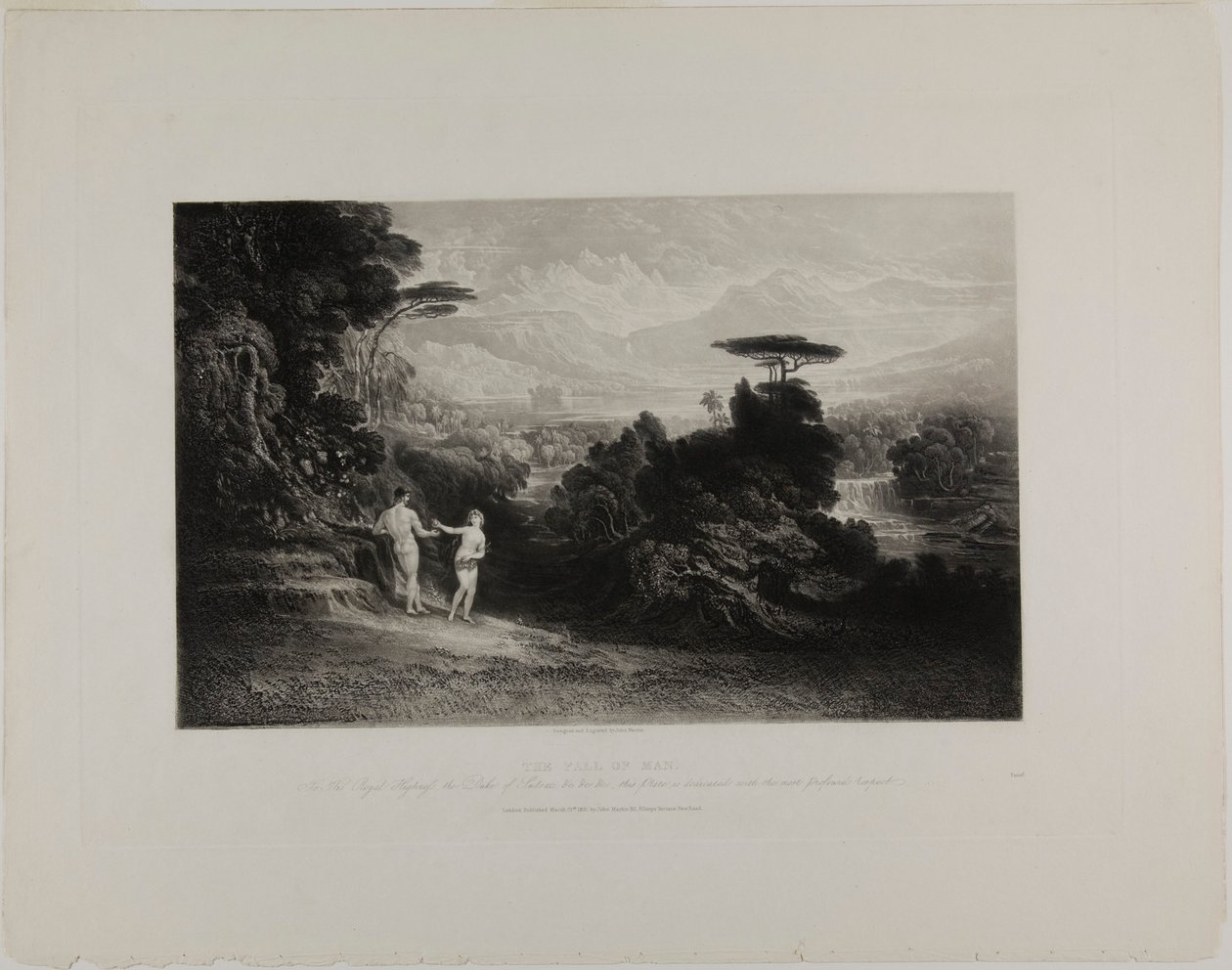 Der Sündenfall, aus Illustrationen der Bibel von John Martin
