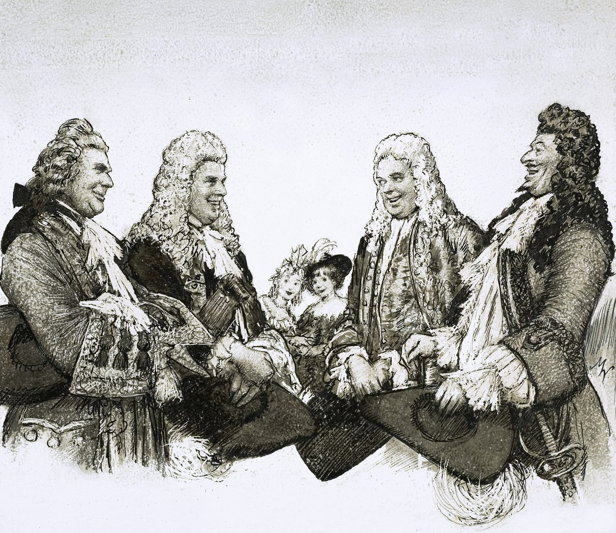 Zur Zeit von Ludwig XIV. von Frankreich trugen Herren riesige Perücken von John Millar Watt