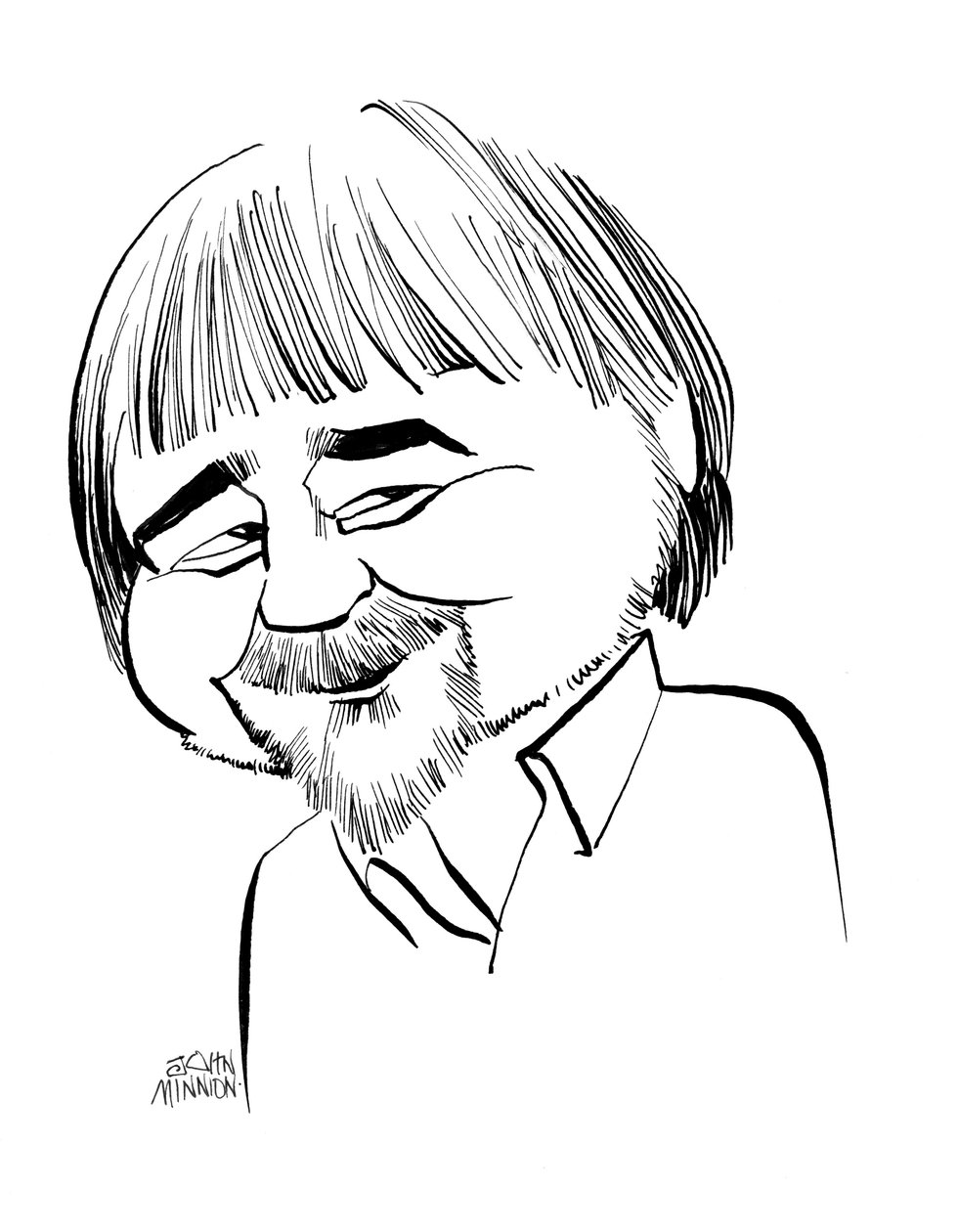 Alan Bleasdale - Karikatur von John Minnion