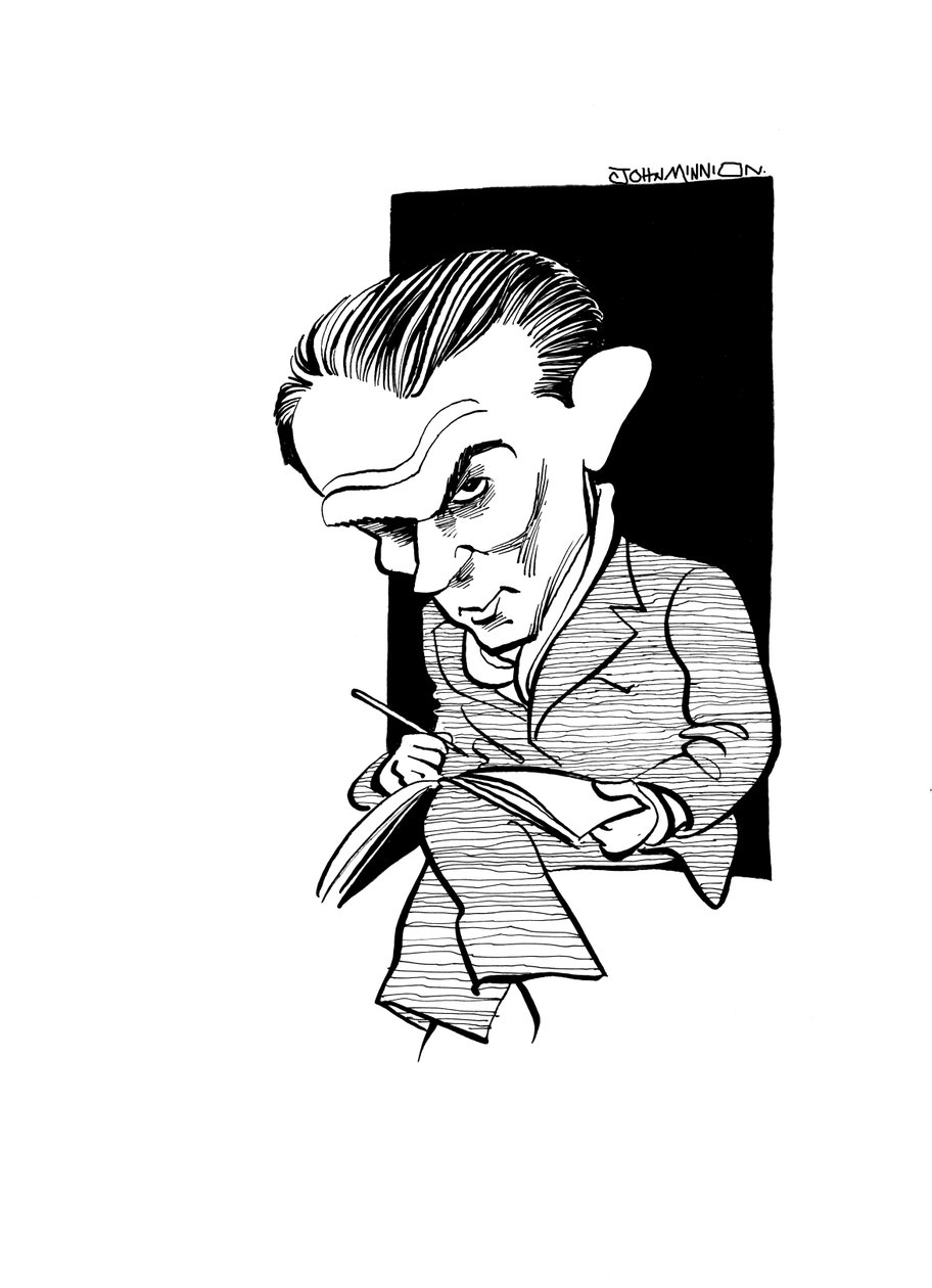 Bruno Schulz Karikatur, polnischer Schriftsteller, Grafiker und Literaturkritiker von John Minnion
