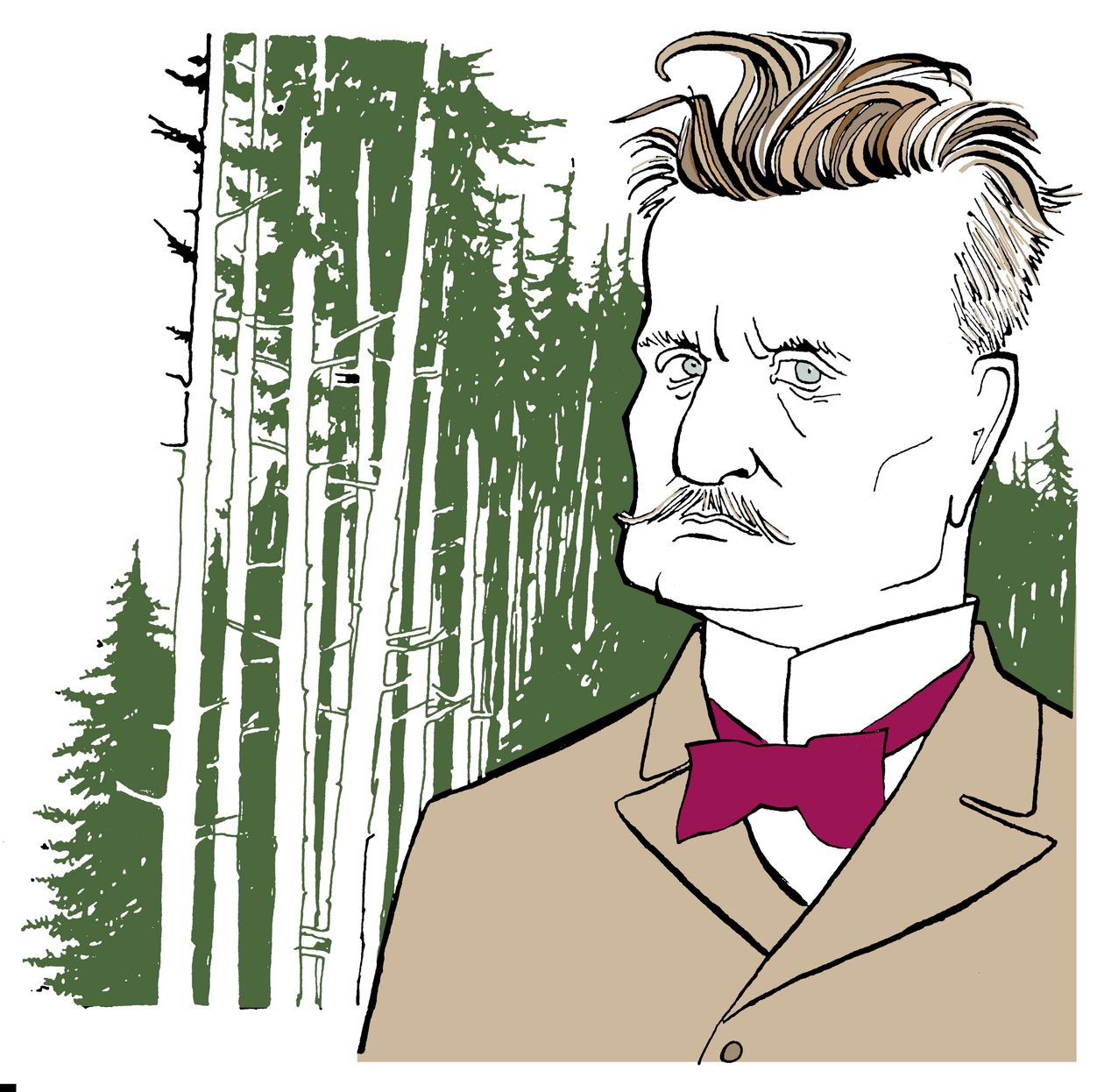 Jean Sibelius vor dem Hintergrund finnischer Wälder von John Minnion