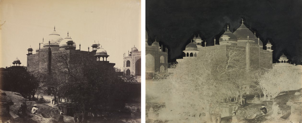 Taj Mahal, Rückansicht des Ruhehauses, mit Figur von John Murray