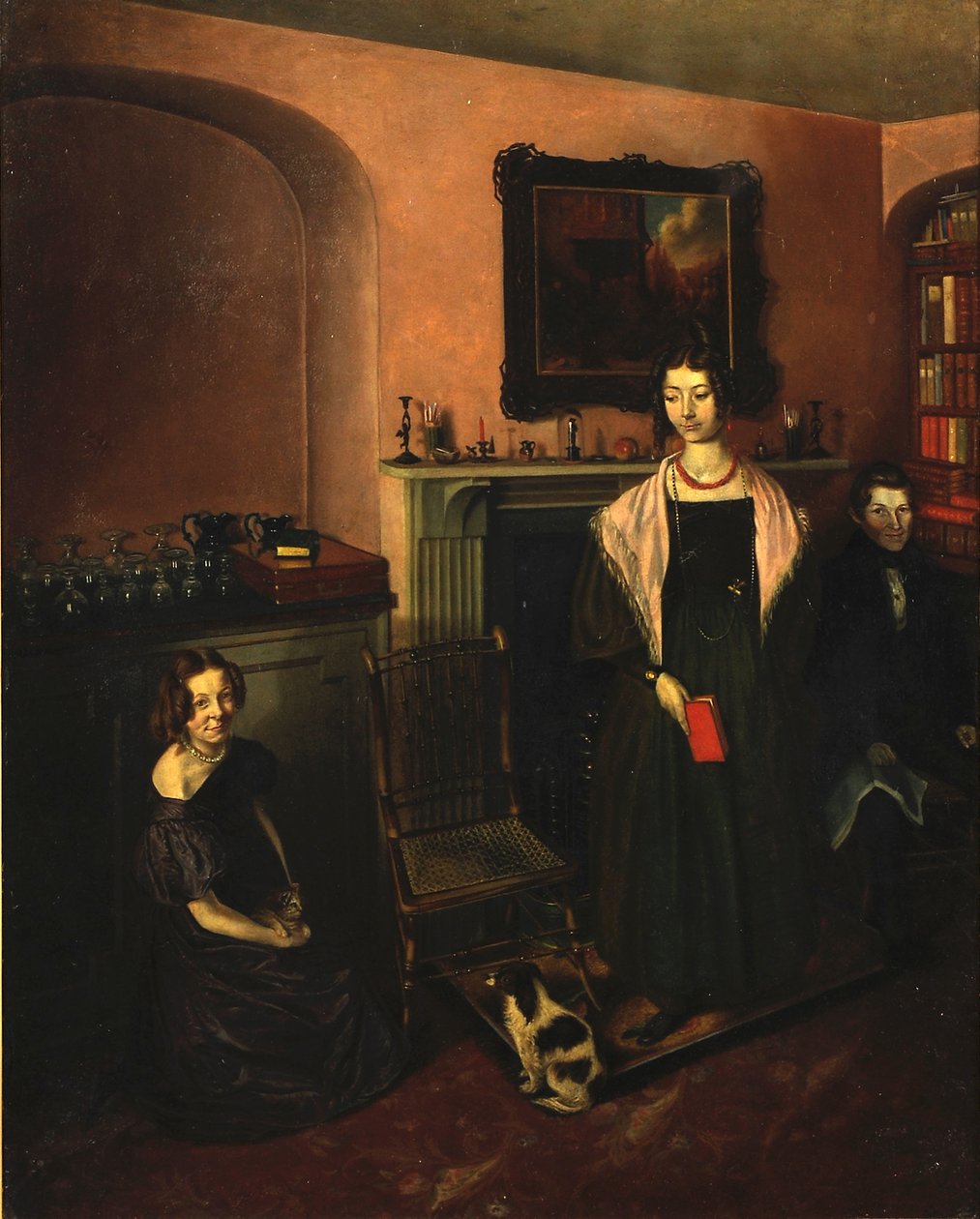 Am Kamin im Familienheim mit drei Familienmitgliedern, 1830-35 von John Petherick
