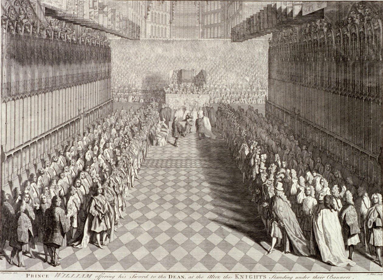 Krönung von Wilhelm III. in der Westminster Abbey, London, 1689 von John Pine