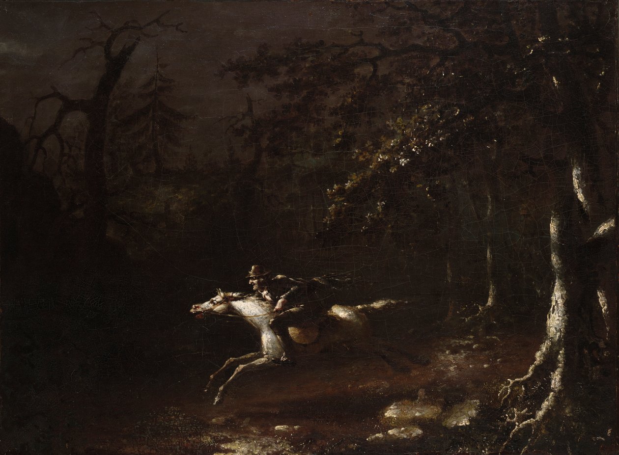 Ichabod Crane flieht vor dem kopflosen Reiter von John Quidor