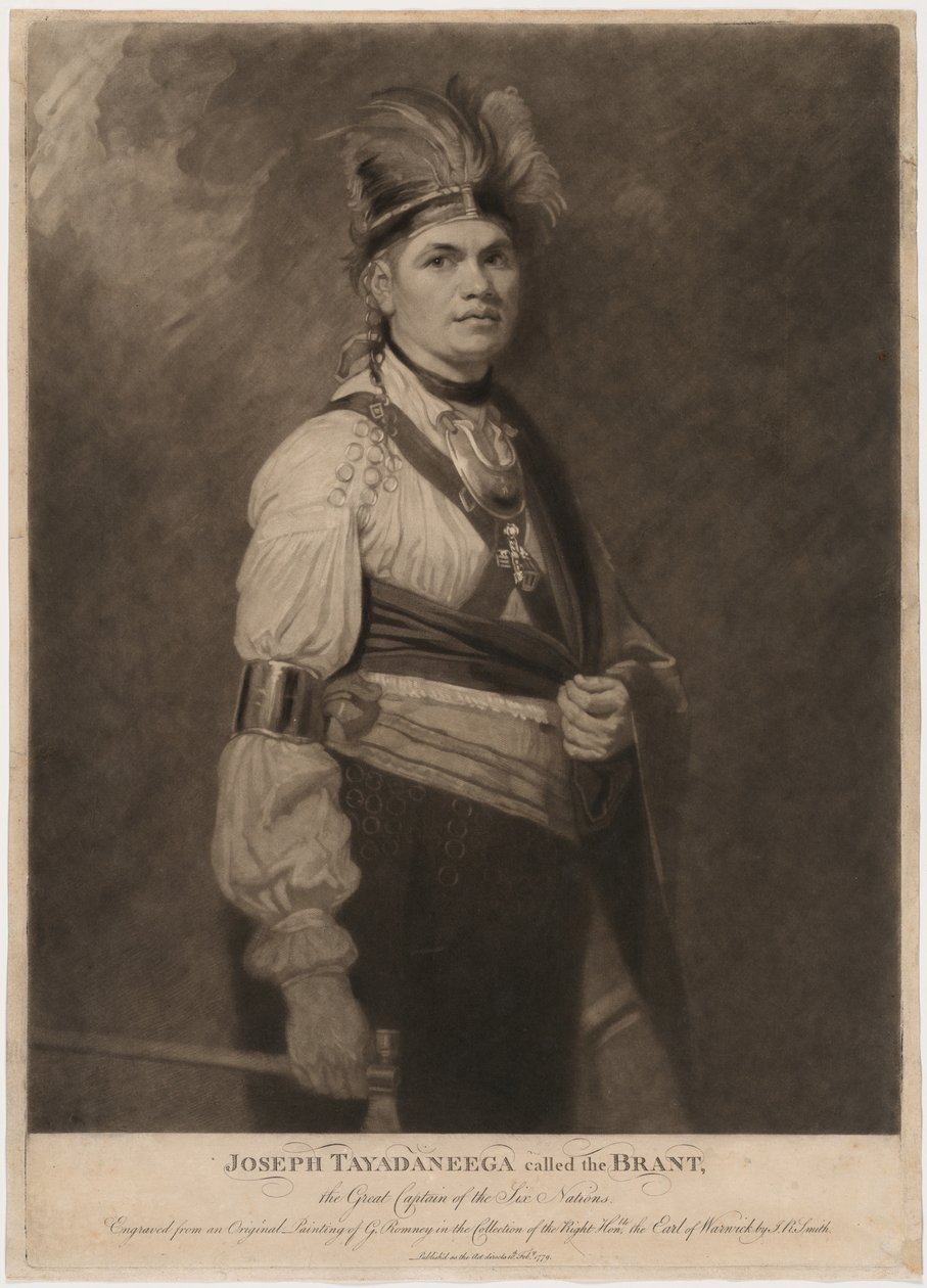 Joseph Tayadaneega, genannt Brant, der große Häuptling der Sechs Nationen von John Raphael Smith