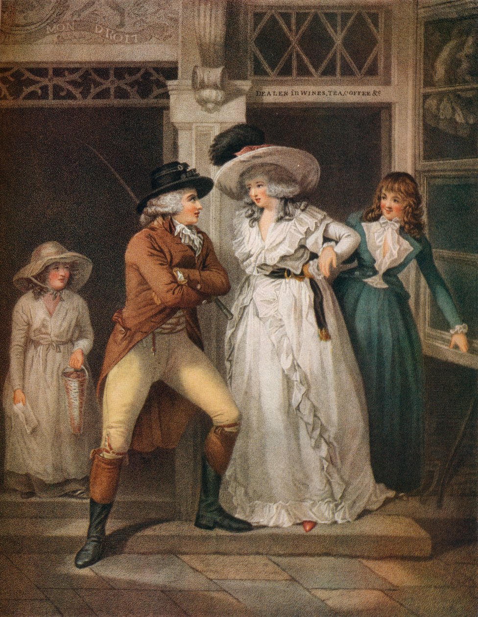 Die Tavernen-Tür, Laetitia von ihrem Verführer verlassen, wird auf die Stadt geworfen, 1789 von John Raphael Smith