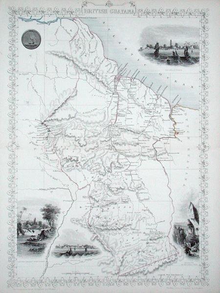 Britisch-Guayana, aus einer Serie von Weltkarten veröffentlicht von John Tallis & Co., New York & London von John Rapkin