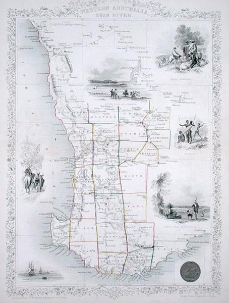 West-Australien, aus einer Serie von Weltkarten veröffentlicht von John Tallis & Co., London & New York von John Rapkin