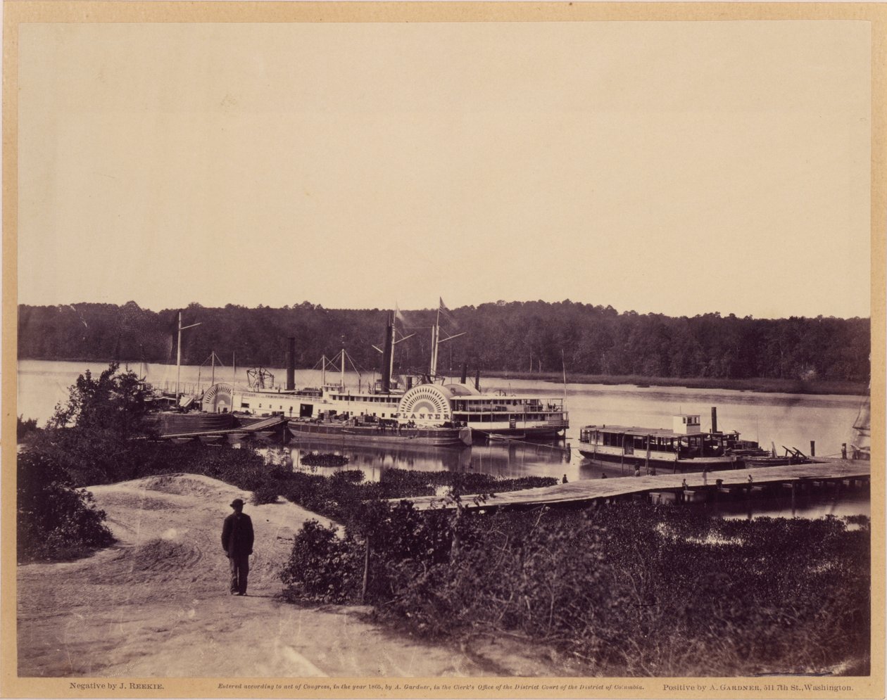 Medizinisches Versorgungsboot, Appomattox Landing, Virginia, aus Gardners Skizzenbuch des Bürgerkriegs von John Reekie
