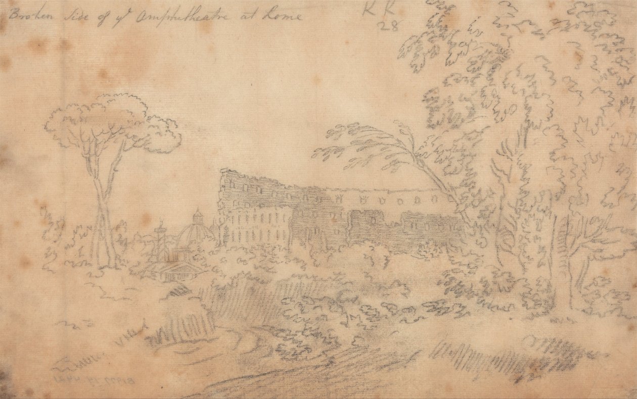 Zerbrochene Seite des Amphitheaters in Rom von John Robert Cozens