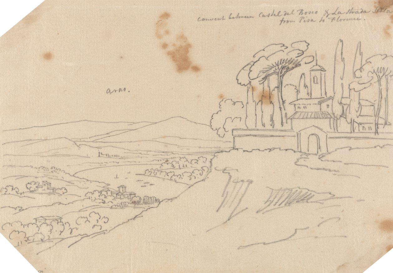 Kloster zwischen Castel del Bosco und La Strada Scala von John Robert Cozens