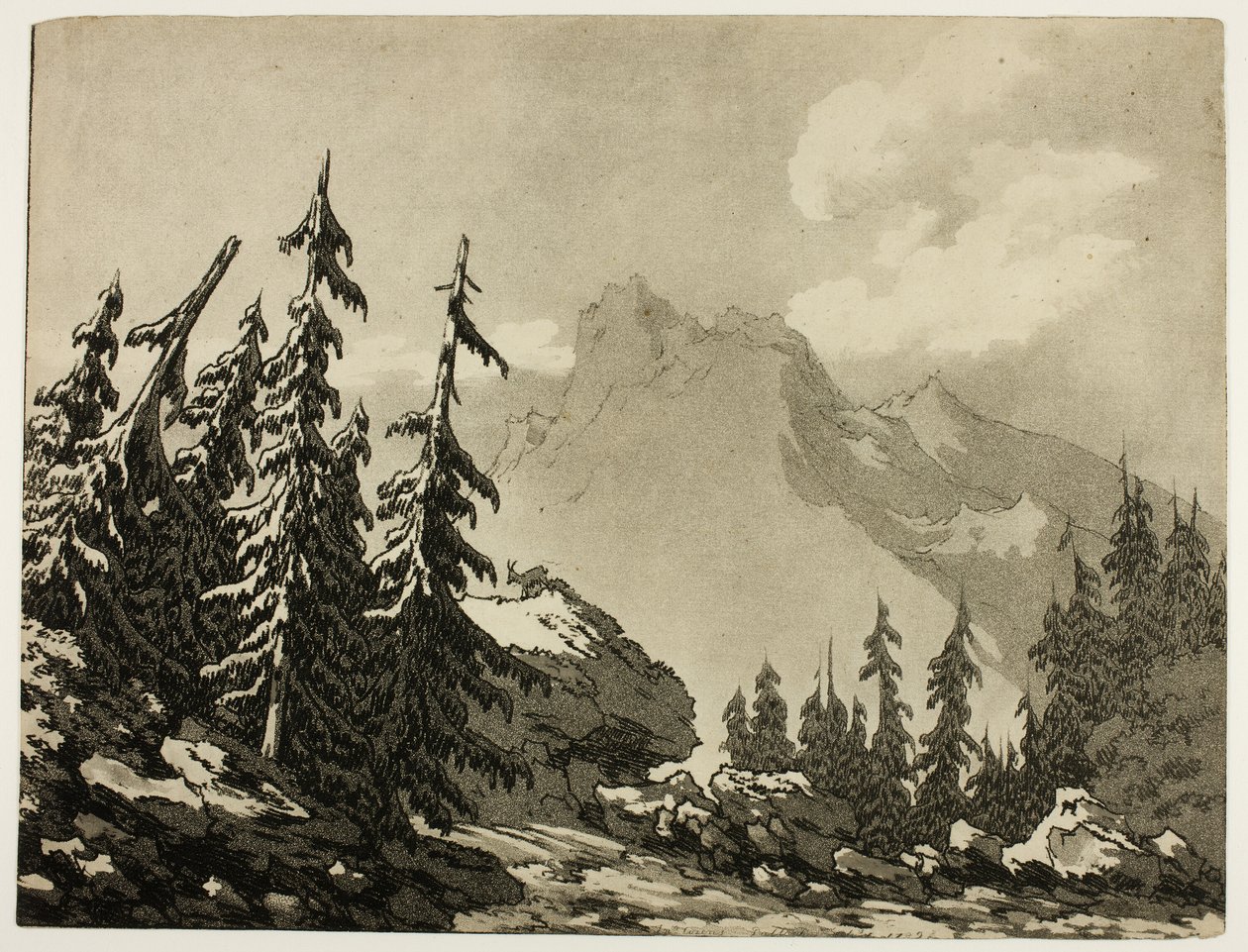 Kiefern in den Bergen von John Robert Cozens