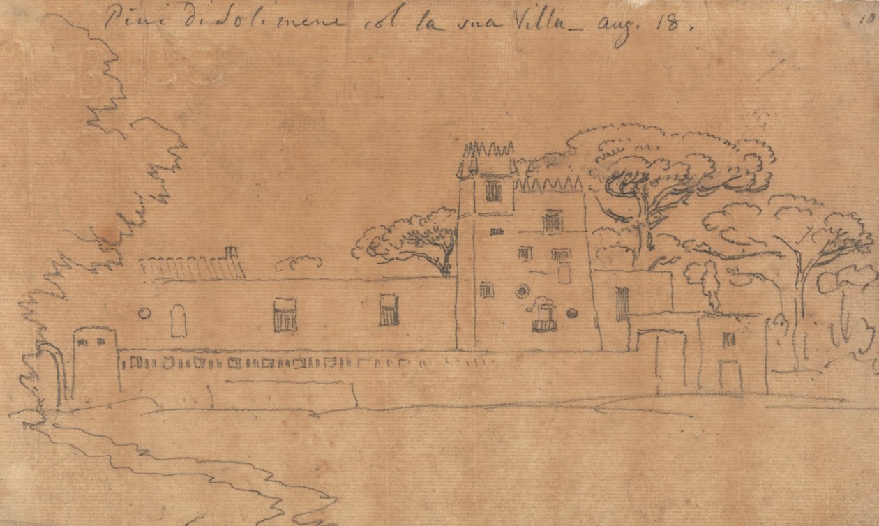 Pini di Solimena mit seiner Villa, 18. August von John Robert Cozens