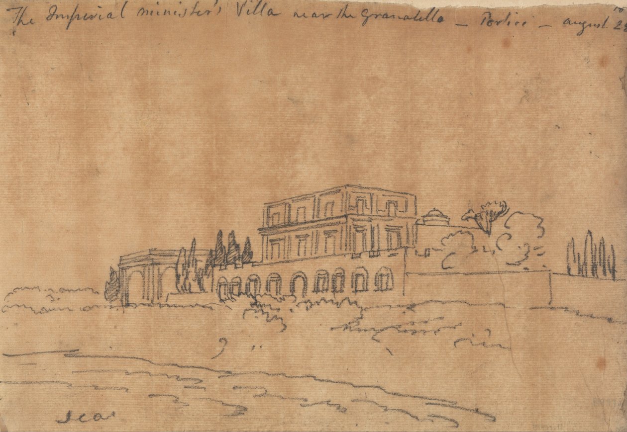 Die Villa des kaiserlichen Ministers in der Nähe des Granabello, Portici, 28. August von John Robert Cozens
