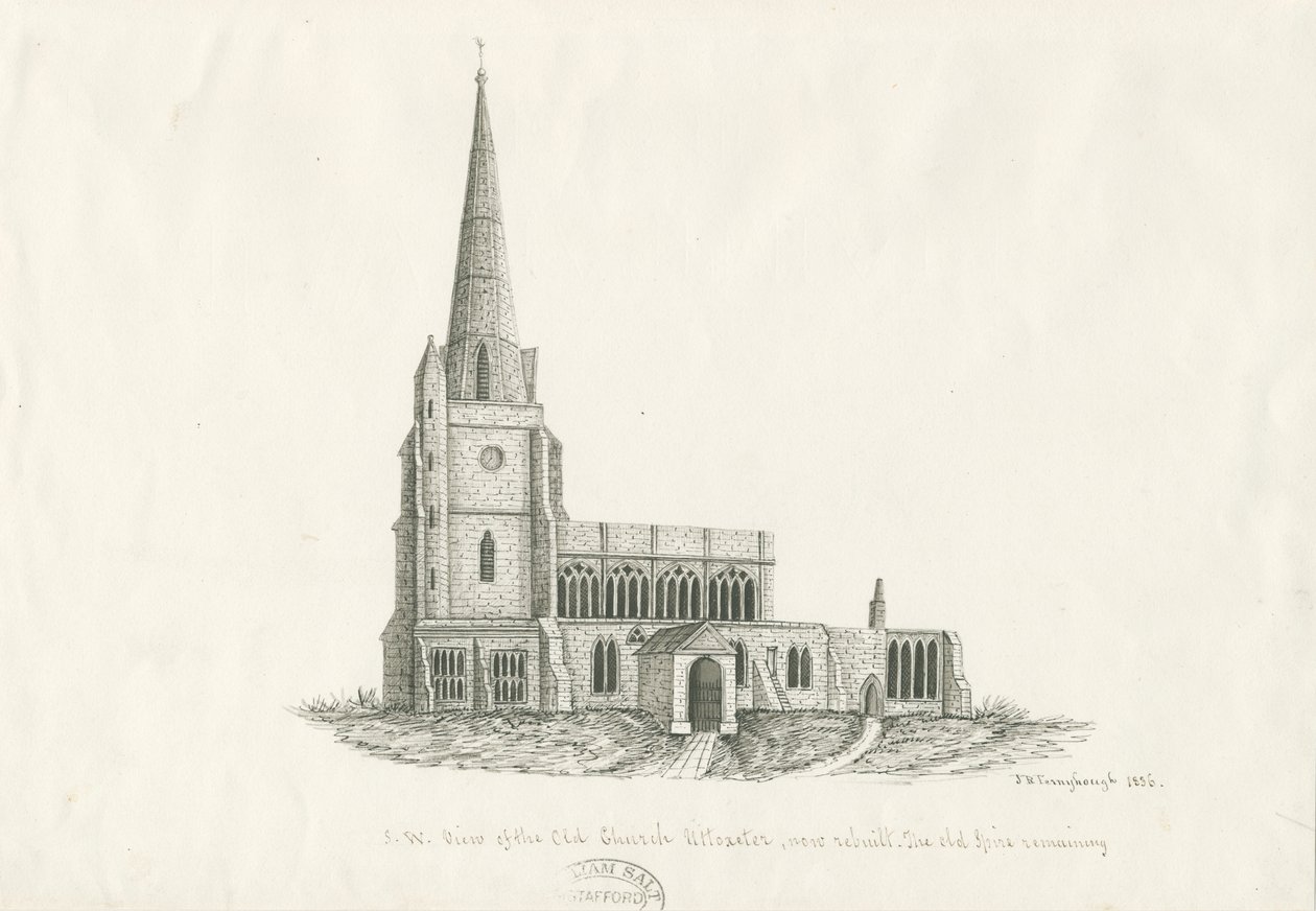 Uttoxeter Kirche [Alt]: Feder- und Tintenzeichnung, 1836 von John Robert Fernyhough