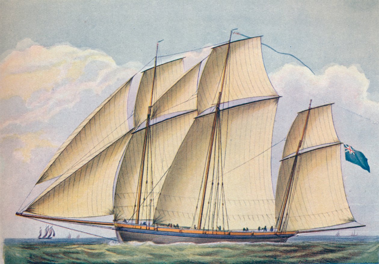 Bewaffneter Lugger mit allen Segeln gesetzt, 1825 von John Rogers