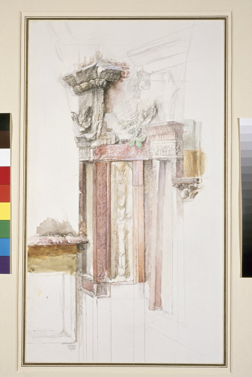 Pilaster an der Fassade von Sant Anastasia, Verona, Juni 1869 von John Ruskin