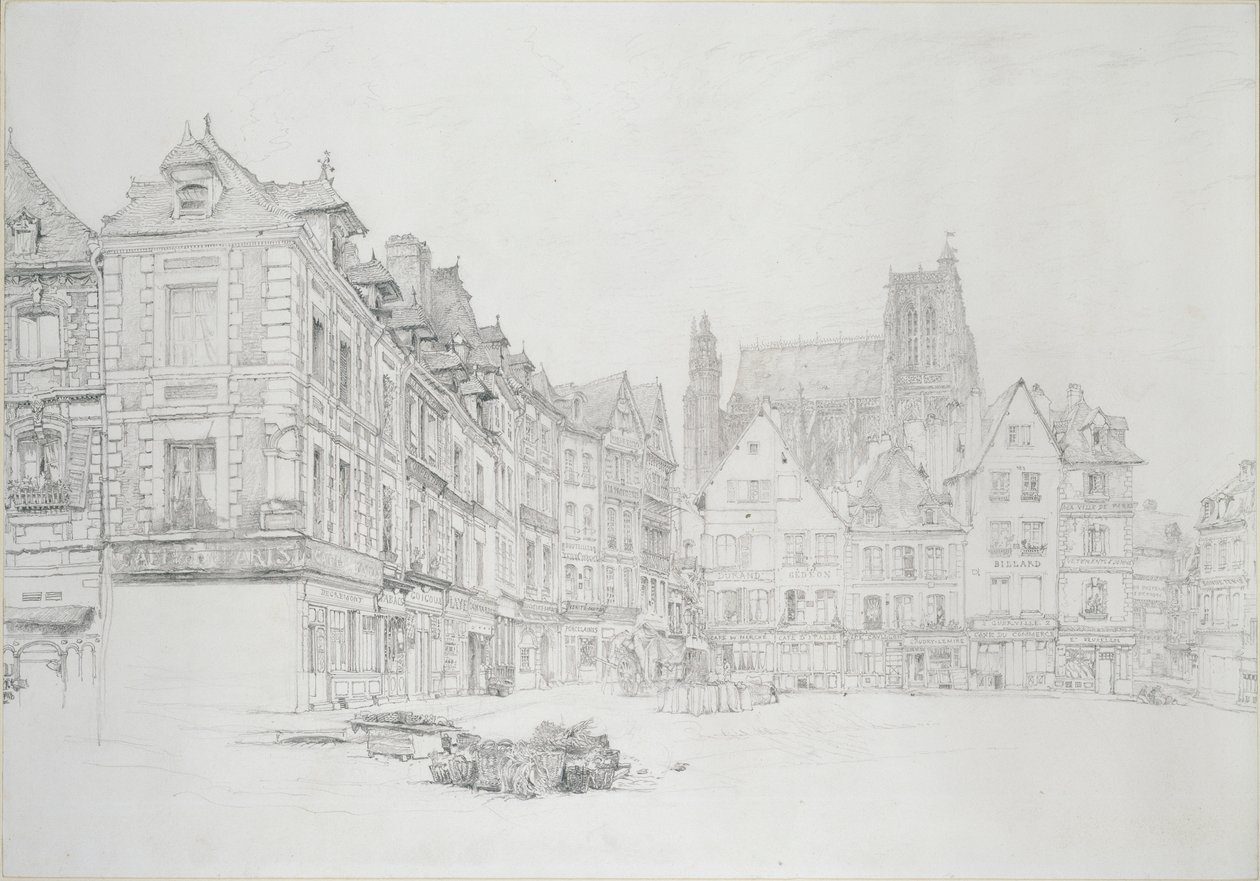 Studie (Detail) des Marktplatzes, Abbeville von John Ruskin