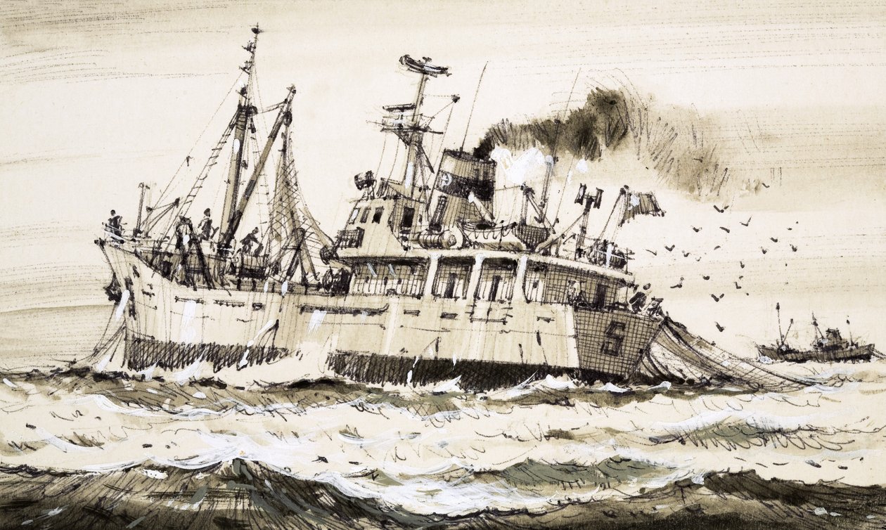 Ein sowjetisches Fischereischiff in der Nordsee von John S. Smith