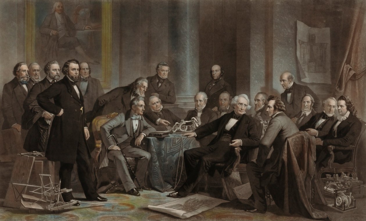 Männer des Fortschritts und der Erfindung (An der Cooper Union, 1857) von John Sartain