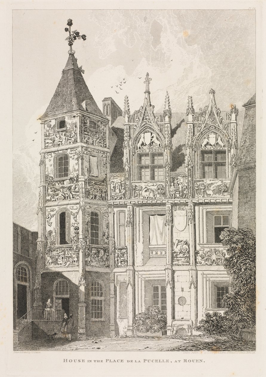 Architektonische Antiquitäten der Normandie (Bd. II), Pl. 64: Haus am Place de la Pucelle, in Rouen von John Sell Cotman