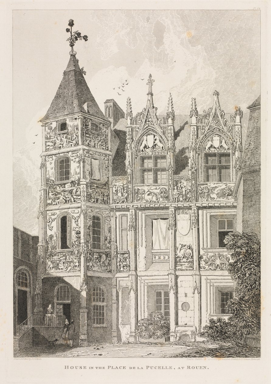 Architektonische Antiquitäten der Normandie Bd. II, Pl. 64: Haus am Place de la Pucelle, in Rouen von John Sell Cotman