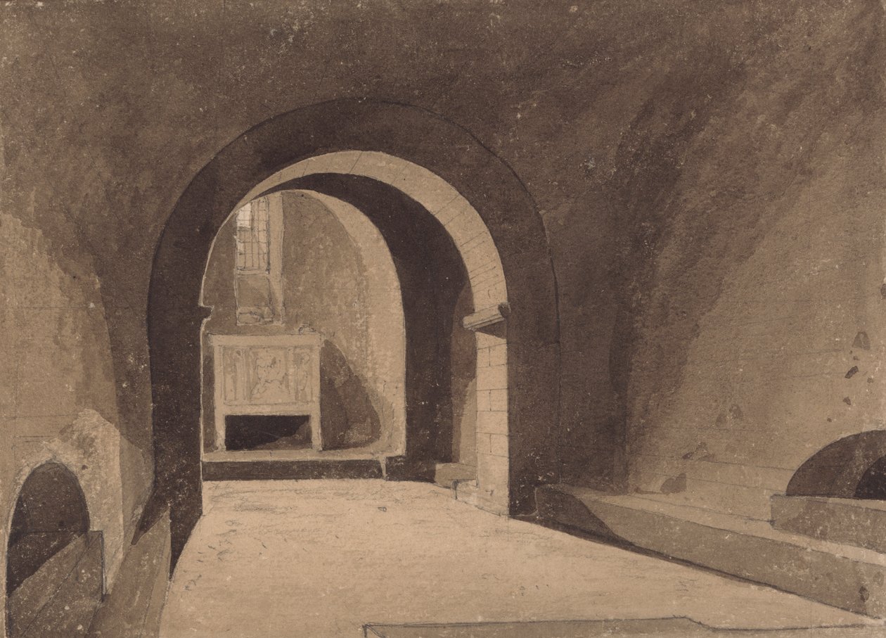 Krypta von Saint Gervaise, Rouen, Normandie von John Sell Cotman