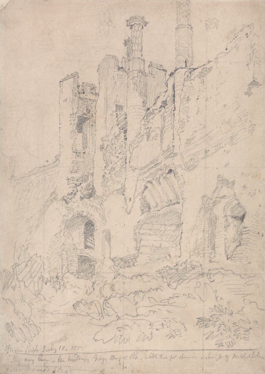 Framlingham Castle, Suffolk: Teil des zerstörten Innenraums von John Sell Cotman
