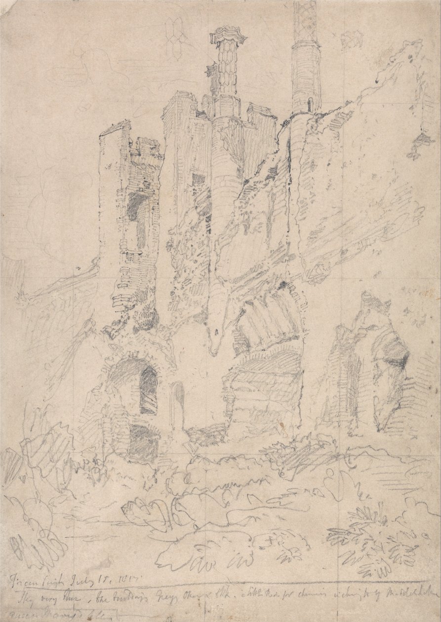 Framlingham Castle, Suffolk: Teil des zerstörten Innenraums von John Sell Cotman
