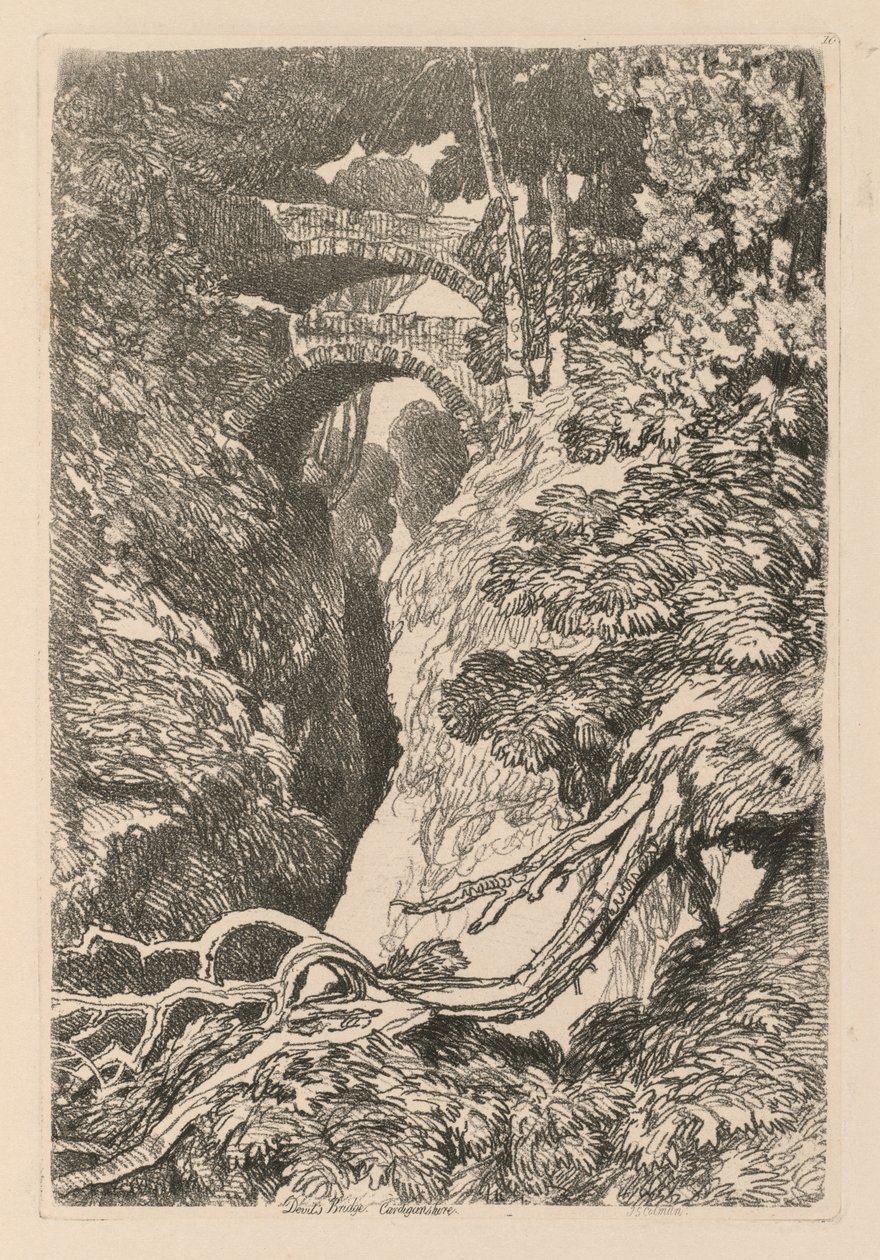 Liber Studiorum: Platte 10, Die Teufelsbrücke, Cardinganshire, 1838 von John Sell Cotman