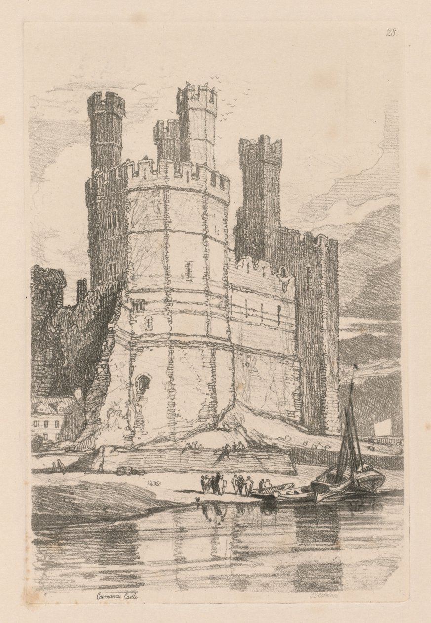 Liber Studiorum: Platte 28, Caernarvon Castle, N. Wales, 1838 von John Sell Cotman