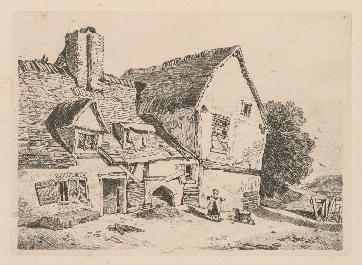 Liber Studiorum: Platte 38, Ansicht von Deptford, 1838 von John Sell Cotman