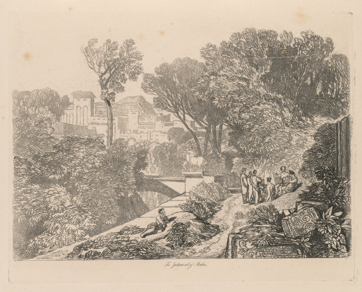 Liber Studiorum: Platte 6, Das Urteil des Midas, 1838 von John Sell Cotman