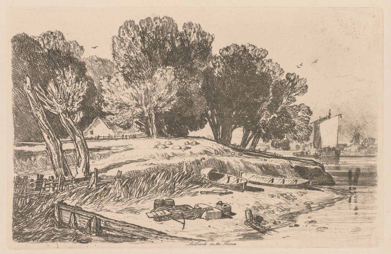 Liber Studiorum: Tafel 8, Millbank an der Themse von John Sell Cotman