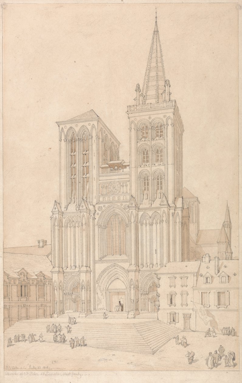 St. Peter in Lisieux, Normandie: Westfassade von John Sell Cotman